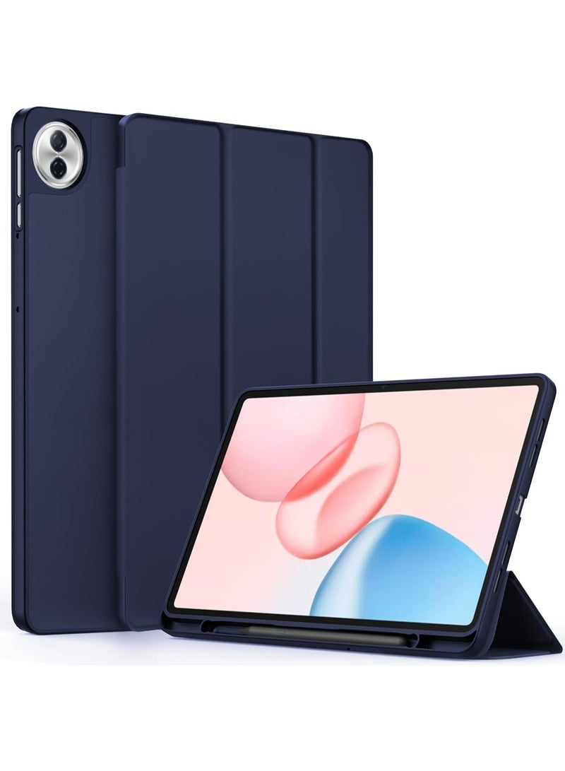 Honor Pad 10 12.1 inch 2025 Case with Pen Holder, Soft TPU Back Trifold Stand Protective Smart Cover Flip, Auto Wake&Sleep (Blue) - Image 1